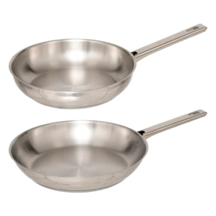 Lot de 2 poêles en inox 24/28 cm