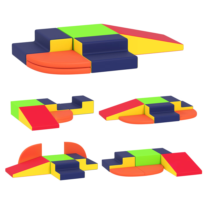 Juego de 6 Bloques de Espuma para Niños, Bloques de Psicomotricidad Infantil con Base Antideslizante, para Niños 0,5 a 6 Años, Set de Escalada para Interior, para Escalar y Gatear, Multicolor