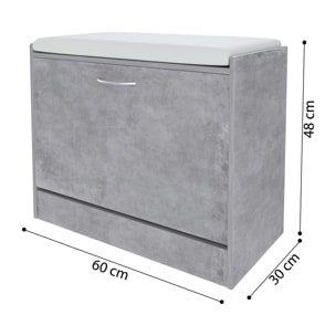 Panca Scarpiera Da Ingresso Salvaspazio Cuscino Anta Ribalta Seduta Imbottita In Ecopelle Soggiorno Casa Camera Ufficio 60 x 30 x 48 Cm Grigio Cemento