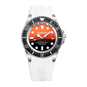 Bobroff - Reloj de hombre automatico diver profesional de buceo, 1000 m, Naranja, 44MM, valvula de helio BF0004-BFSTB