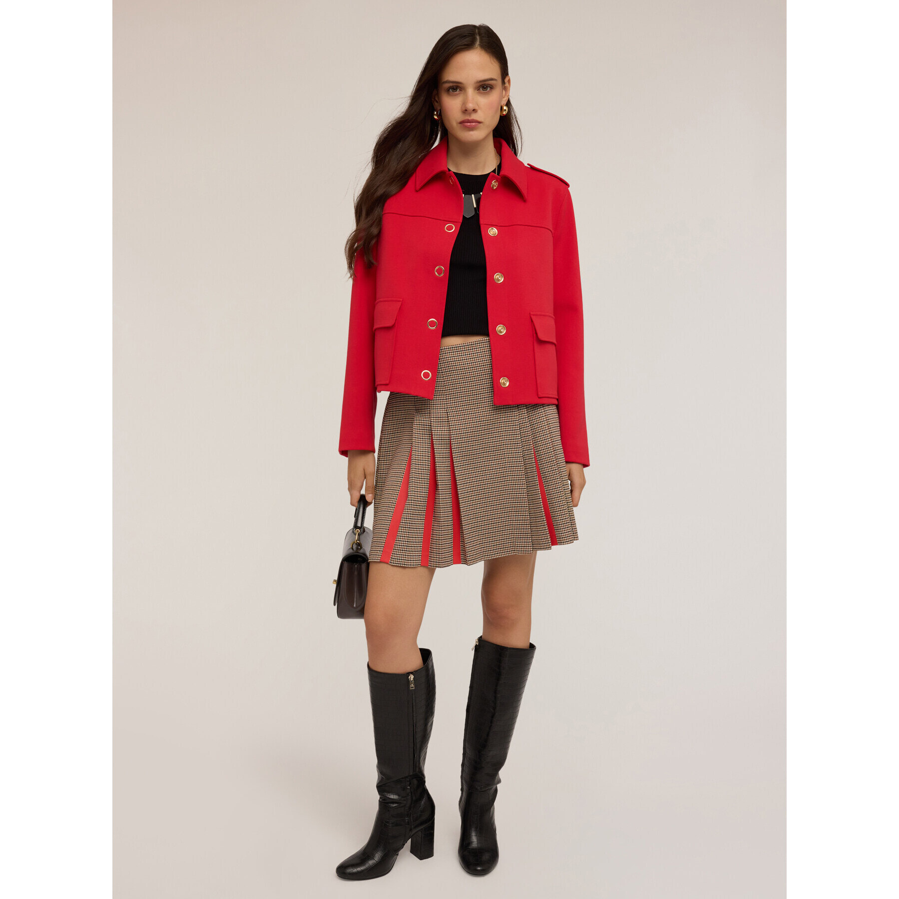 Motivi - Chaqueta de mezcla de viscosa con solapas - Rojo