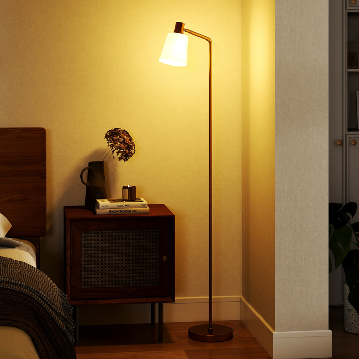 Lámpara de Pie LED Regulable, Lámpara de Pie Salón Moderna con Pantalla Giratoria 350°, 3 Temperaturas de Color 3000K/4000K/6500K y Bombilla E27, para Dormitorio, Oficina, Blanco y Dorado