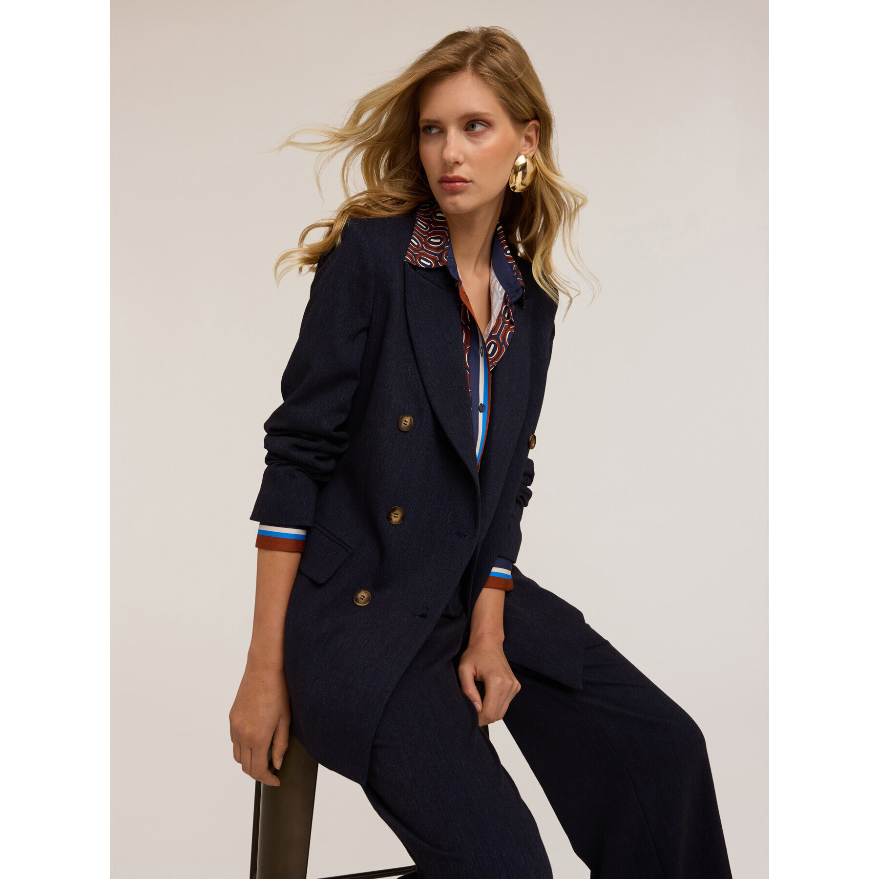 Motivi - Chaqueta larga cruzada - Azul