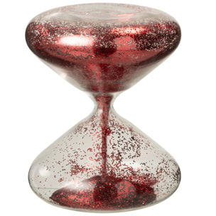 J-Line sablier Paillettes - verre - rouge