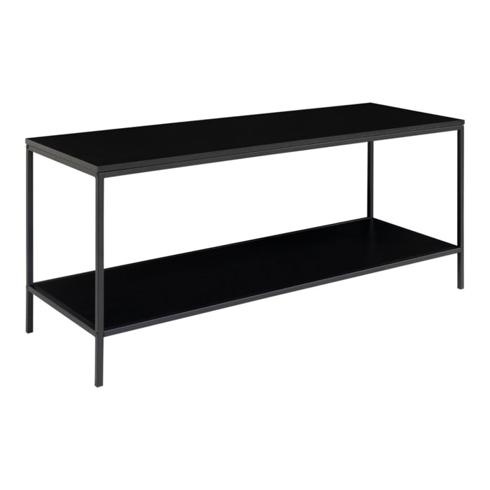 Mobile TV Vita a 2 ripiani in nero con struttura in acciaio, 100×36×45 cm