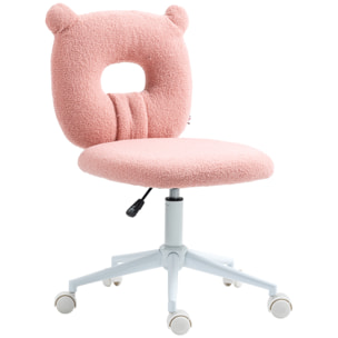 Silla de Escritorio Moderno de Borreguillo Silla Giratoria Infantil con Asiento Ajustable en Altura y Respaldo en Forma de Oso Carga 120 kg