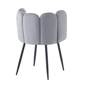 Lot de 2 chaises en velours "Capucine" - Gris