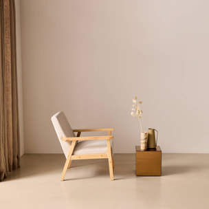 Fauteuil scandinave bois de peuplier, d'hévéa et tissu ISAK