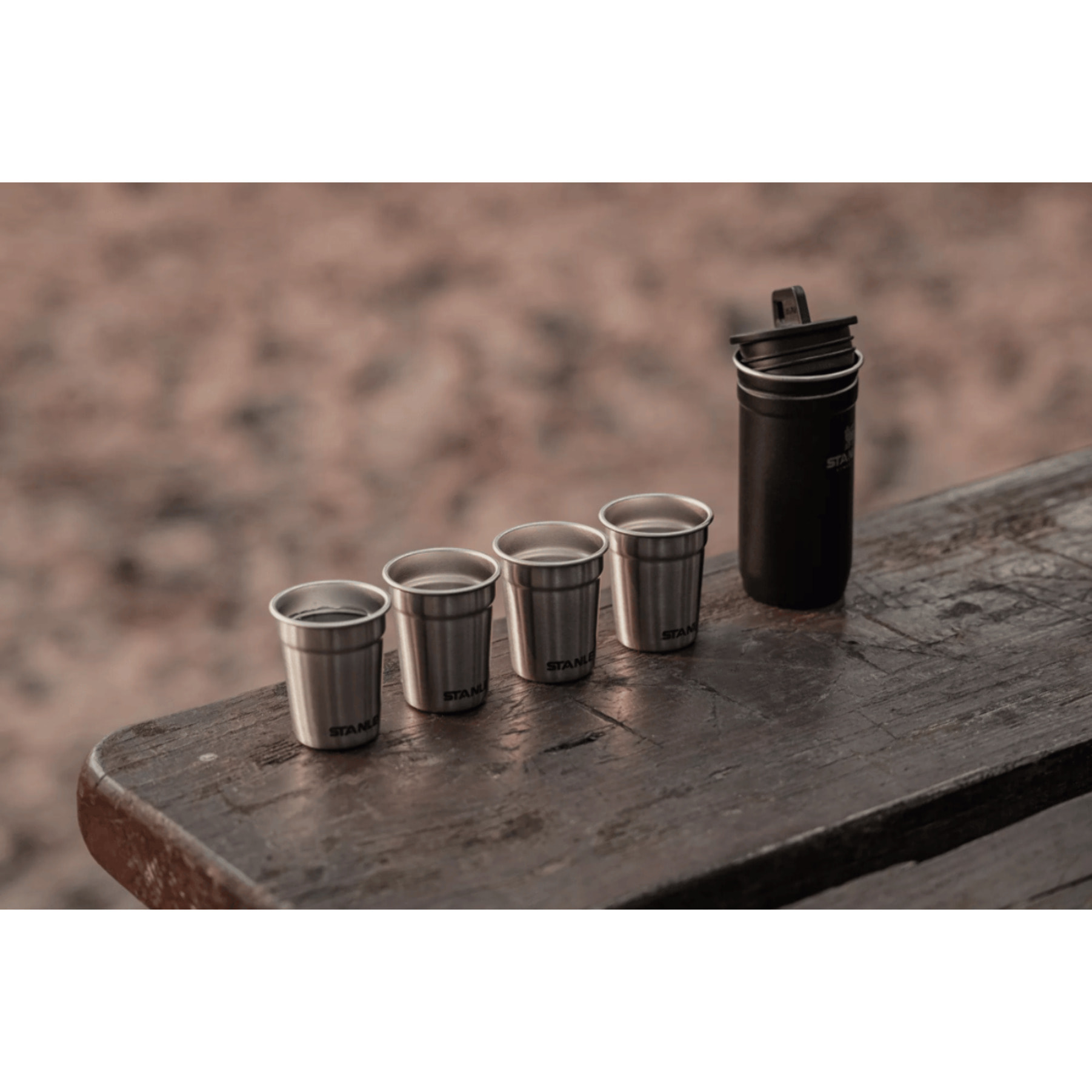 Pre-Party Shot Glass + Flask Set - Matte Black Pebble