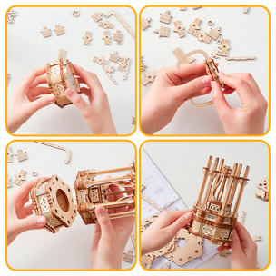 Modello in Legno 3D, design di Globo terrestre con movimento meccanico. 166 pezzi.