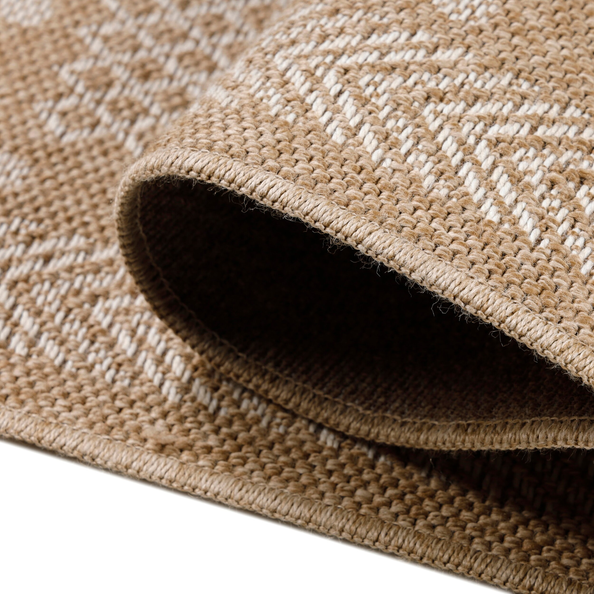 DHAKA - Tapis intérieur/extérieur aspect jute motif mandala beige