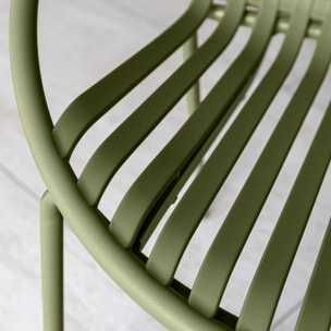 Lot de 4 fauteuils de table vert en polypropylène et métal  CALYPSO