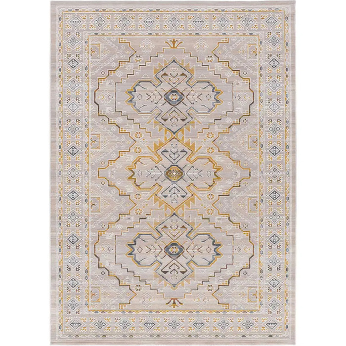 BERTA Alfombra vintage oriental de pelo corto Beige y Mostaza, varias medidas disponibles.