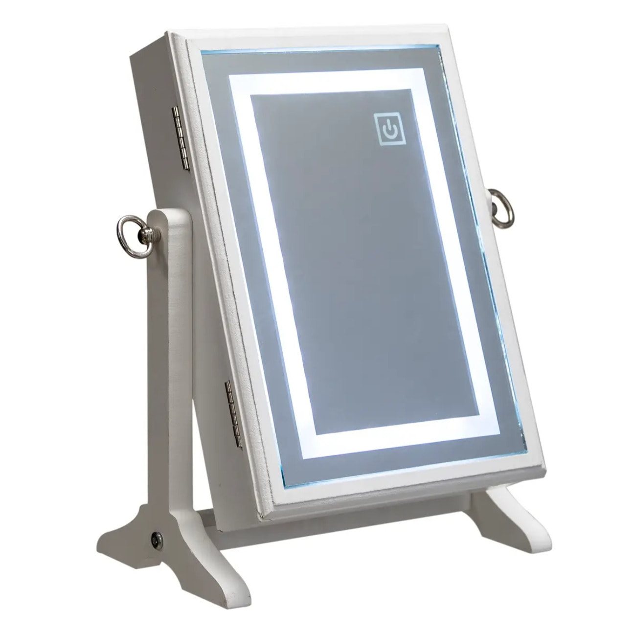 Armoire à bijoux LED "Bettany" en bois blanc 26x35cm