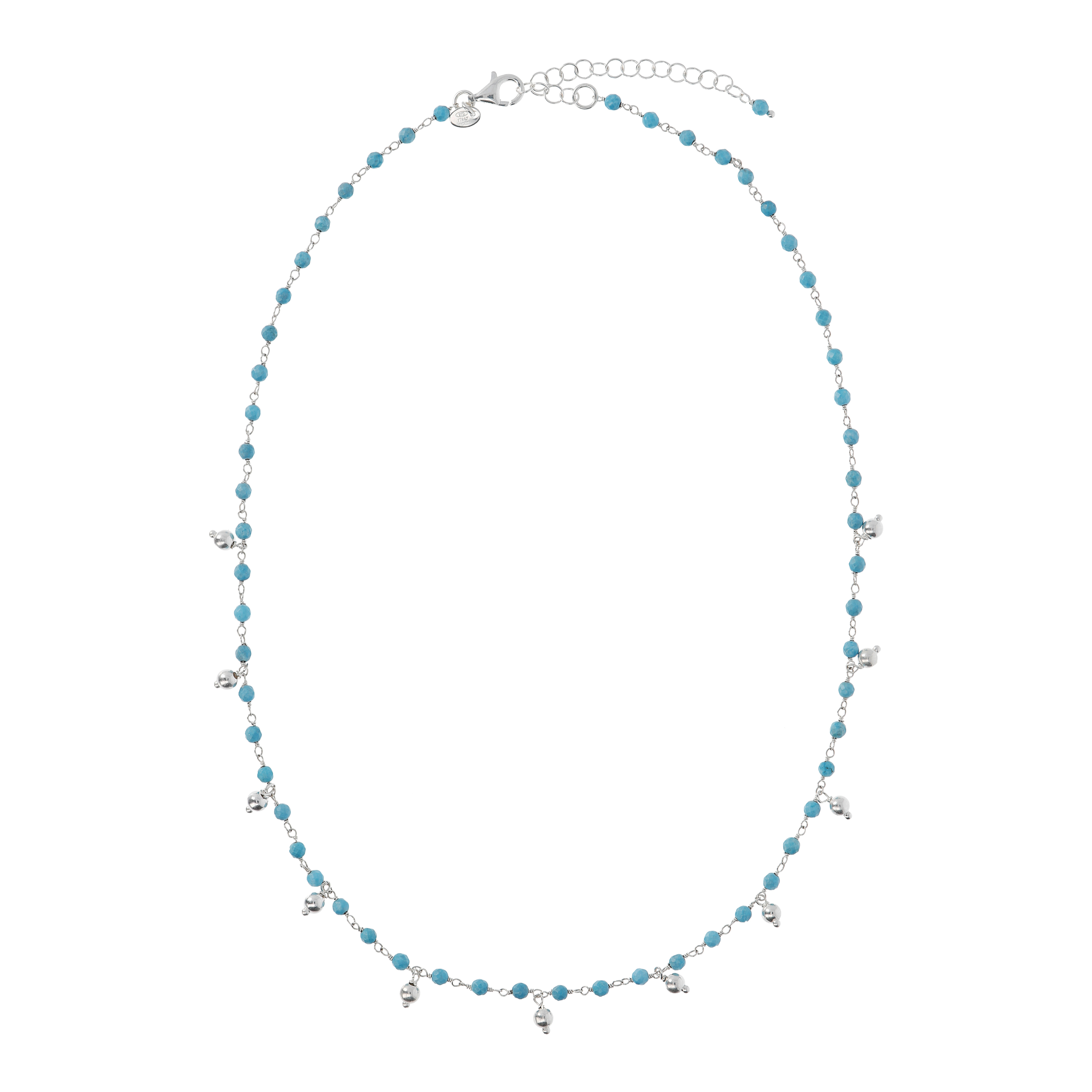 Collana Girocollo Rosario con Howlite Turchese e Ciondoli Argentati