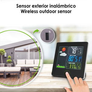 Stazione meteorologica digitale wireless a colori, per uso interno ed esterno. Include trasmettitore esterno.