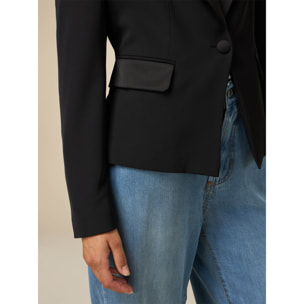 Oltre - Blazer con detalles de raso - Negro