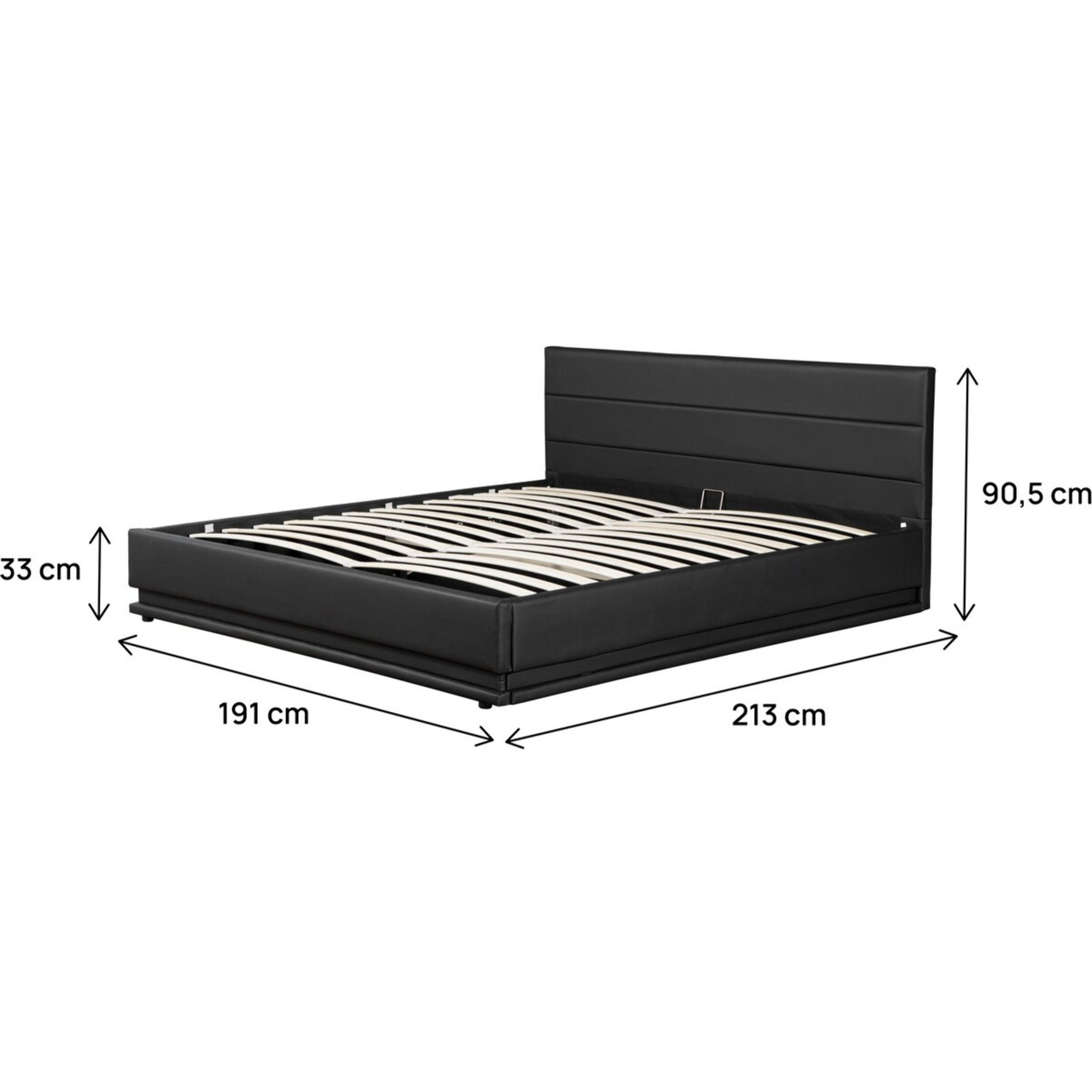 Lit LED avec coffre "Anastasia" - 180 x 200 cm - Noir