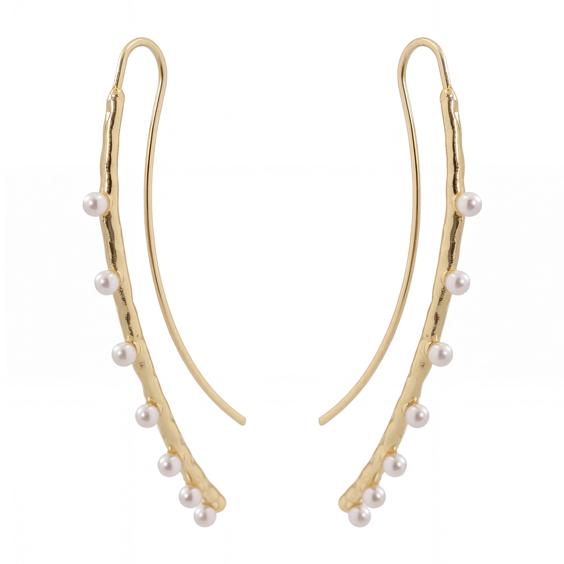 Pendientes de Aleación de Metal y Perla Blanca acabado en oro amarillo de 18k