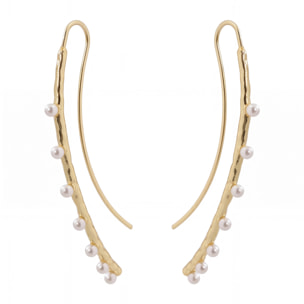 Pendientes de Aleación de Metal y Perla Blanca acabado en oro amarillo de 18k