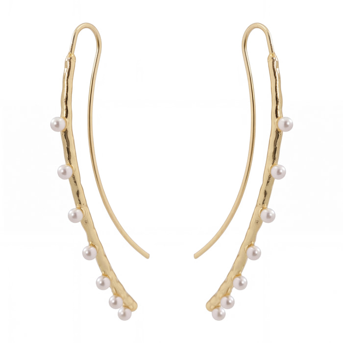 Pendientes de Aleación de Metal y Perla Blanca acabado en oro amarillo de 18k