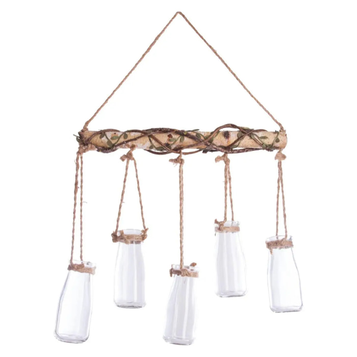 Set de 5 soliflores suspendus - verre - blanc