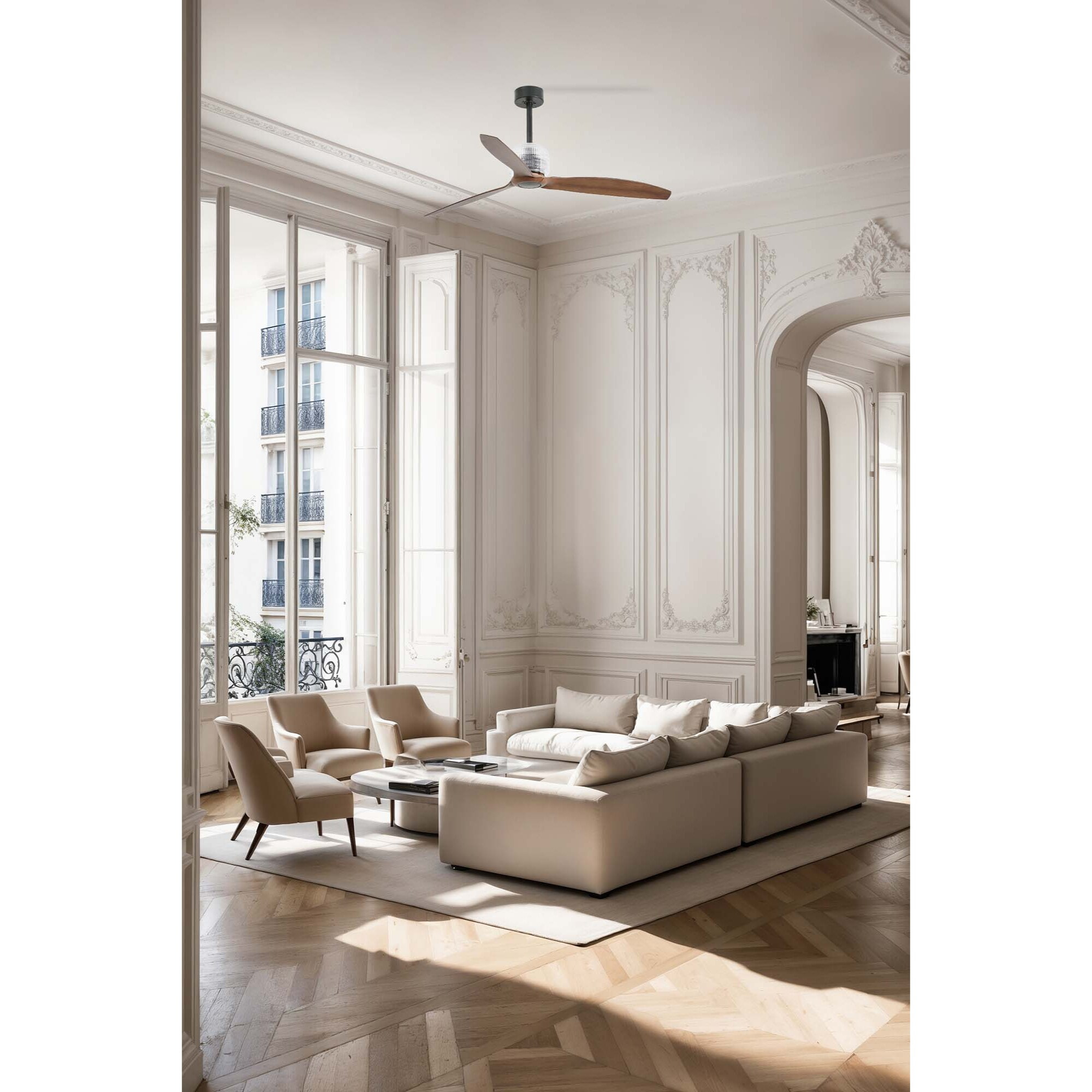 DECO FAN M Ventilatore a soffitto nero/noce