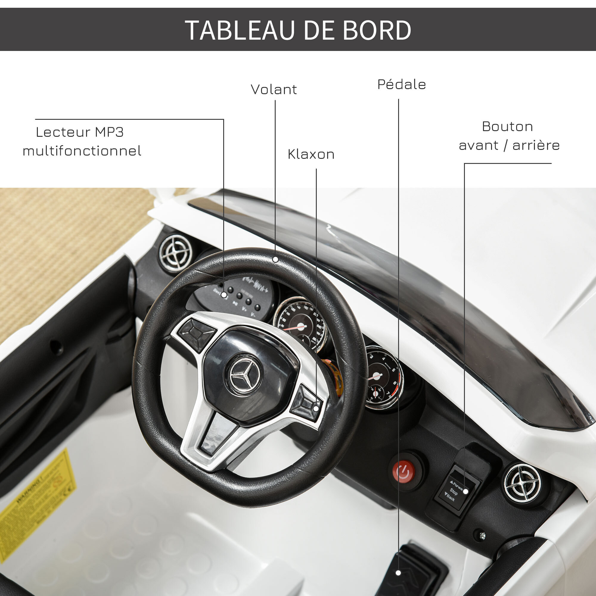 Voiture véhicule électrique enfant 6 V 7 Km/h max. télécommande effets sonores + lumineux Mercedes GLA AMG blanc