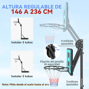 Canasta de Baloncesto para Exterior Aro de Baloncesto Portátil con Altura Ajustable 180-270 cm Ruedas Base Rellenable para Adolescentes y Adulto Negro
