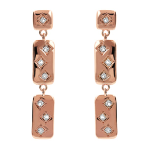 Orecchini Pendenti Étoile con Elementi Rettangolari e Punti Luce in Cubic Zirconia Bianche