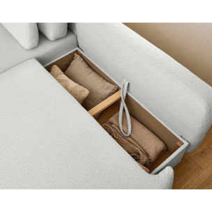 Mahina - canapé d'angle gauche - 4 places - convertible avec coffre - en tissu bouclette - Gris clair