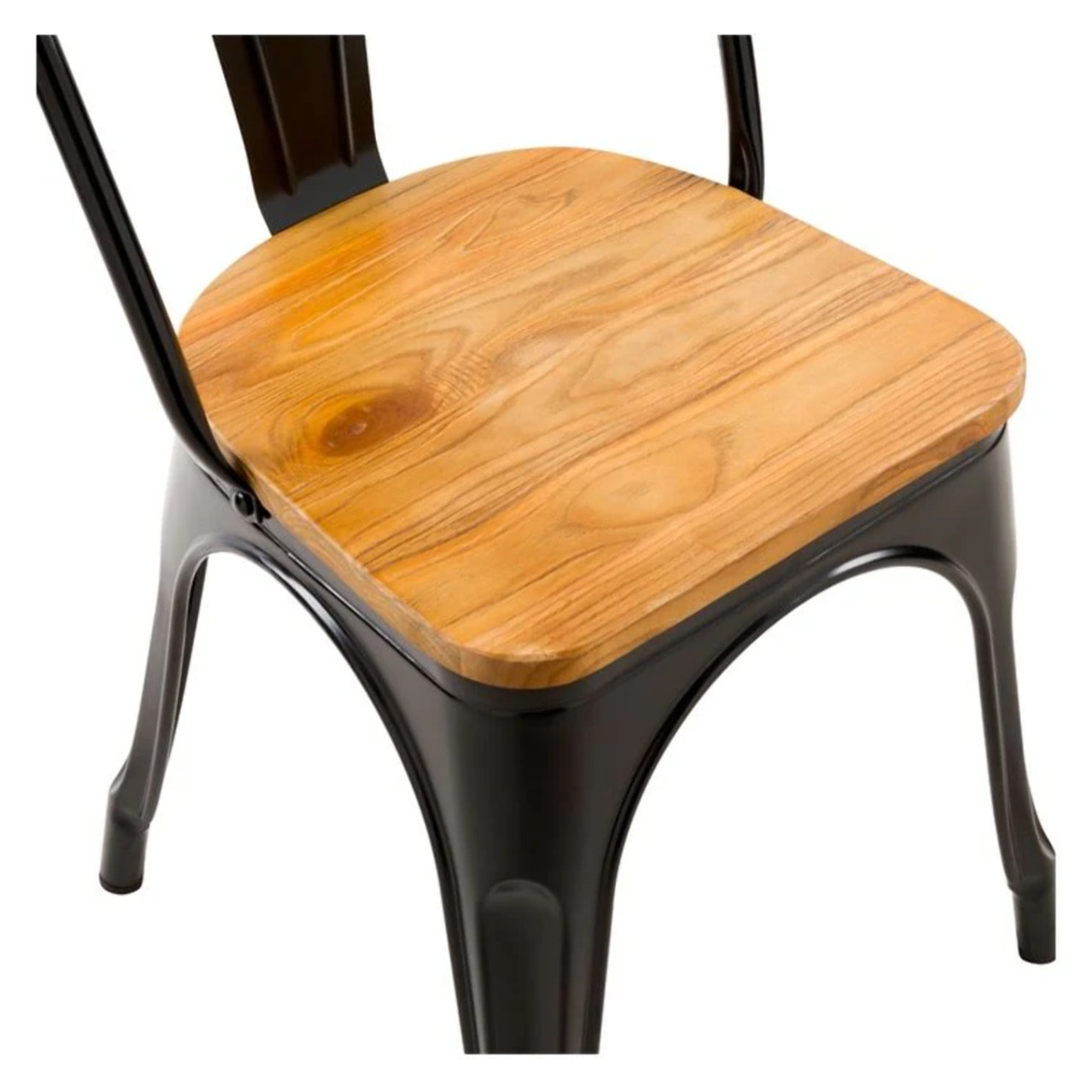 Lot de 2 chaises en métal noir et bois d'orme - Yoanna