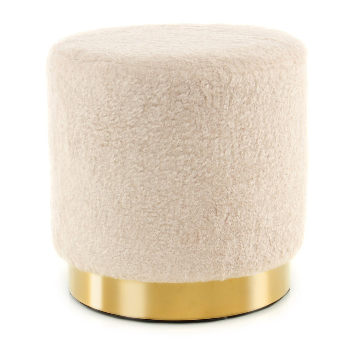 Pouf Gipsy 425 in Finta Pelliccia Avorio e Oro