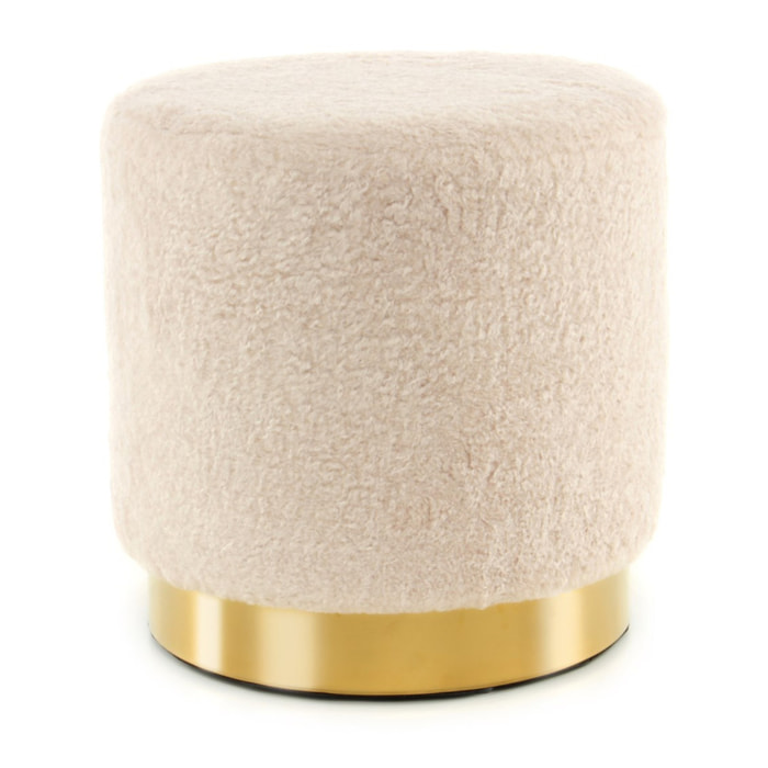 Pouf Gipsy 425 in Finta Pelliccia Avorio e Oro