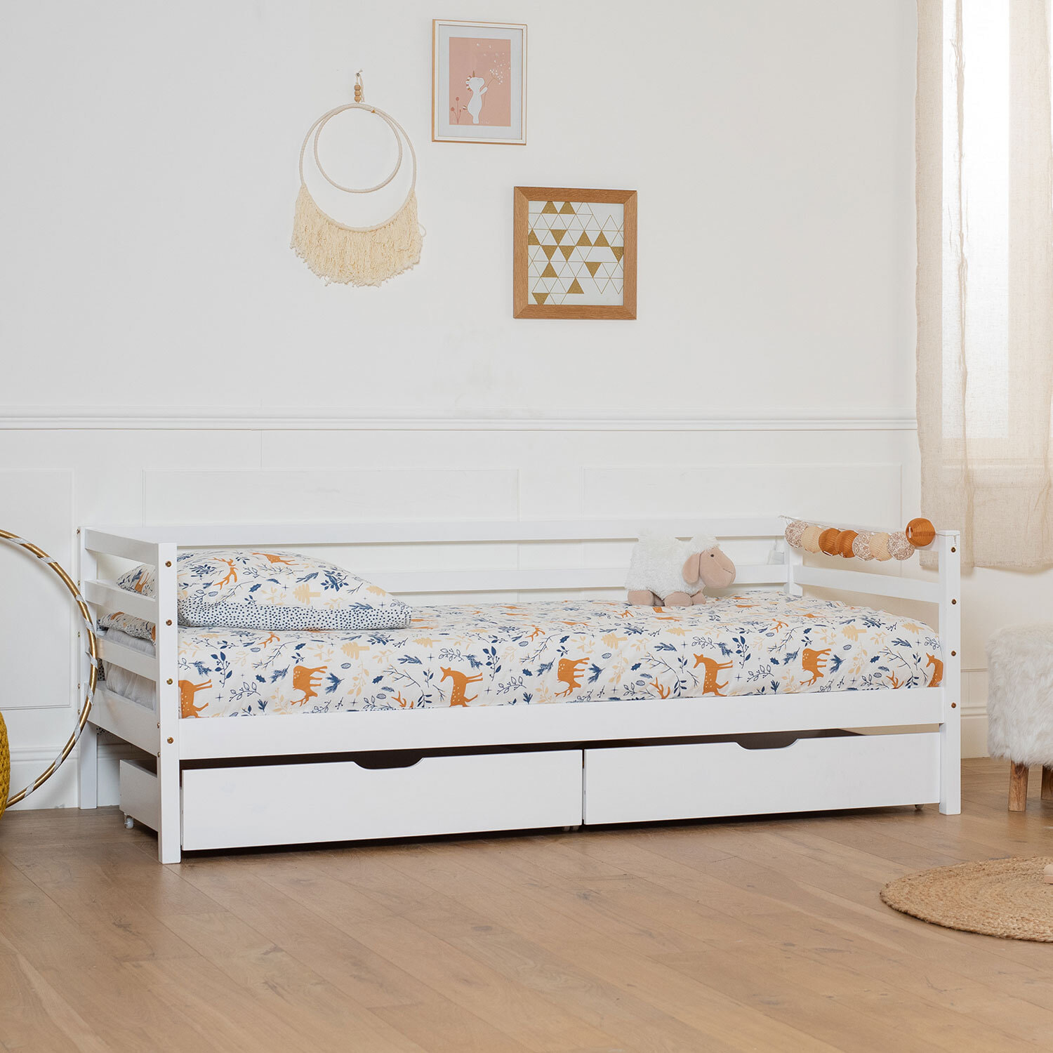 Lit banquette pour enfant 190x90cm avec tiroirs JULES