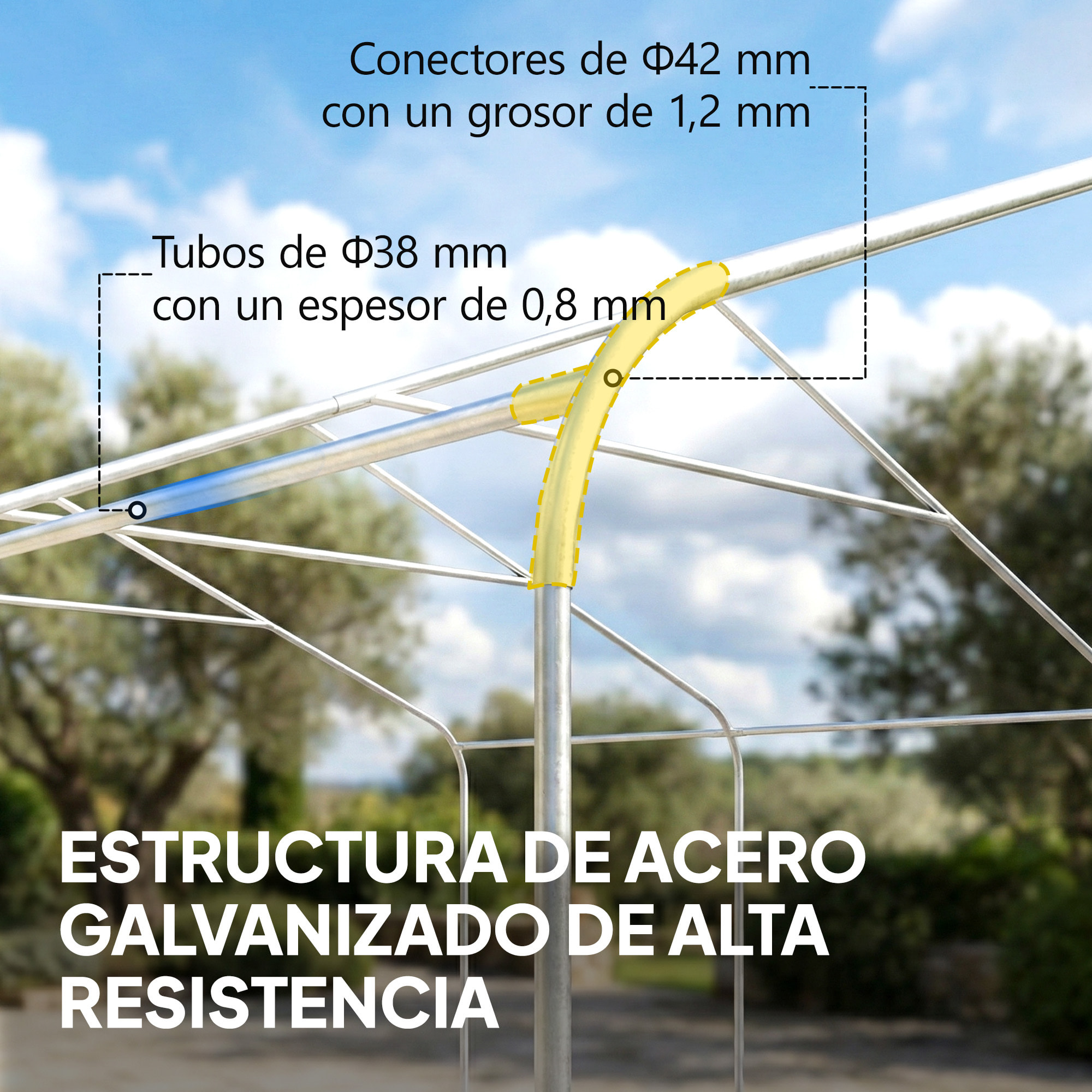 Carpa Garaje Portátil 5x6 m, Garaje Exterior para Coche Impermeable con Estructura de Acero Galvanizado, Toldo Resistente Anti-UV, Cobertizo para Herramientas de Jardín, Blanco Crema