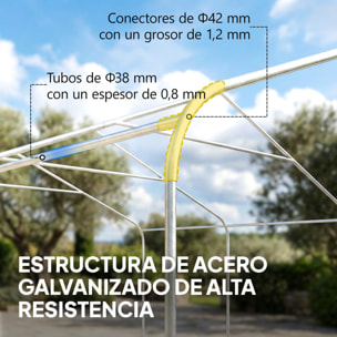 Carpa Garaje Portátil 5x6 m, Garaje Exterior para Coche Impermeable con Estructura de Acero Galvanizado, Toldo Resistente Anti-UV, Cobertizo para Herramientas de Jardín, Blanco Crema