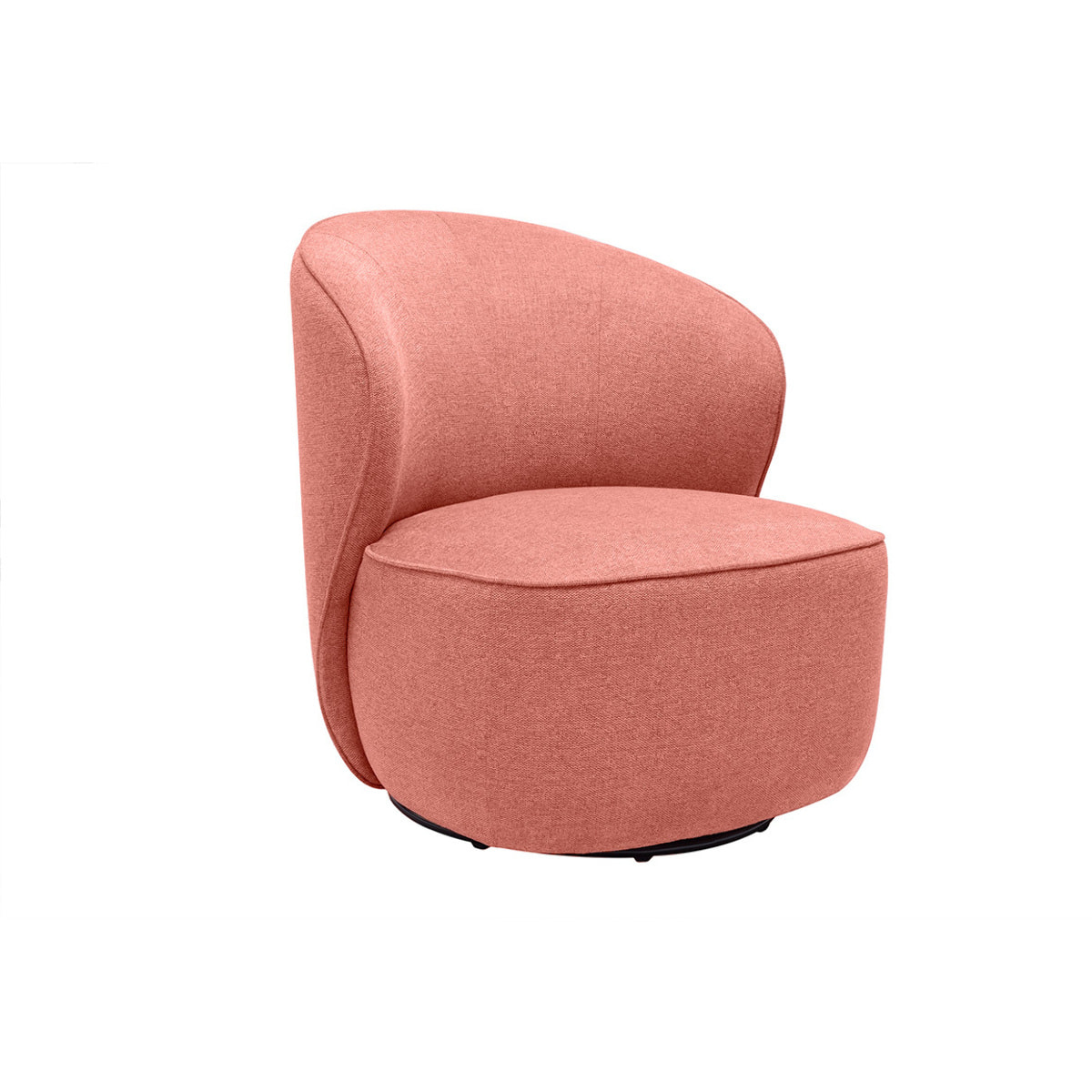 Fauteuil design pivotant en tissu effet velours texturé terracotta AMBER