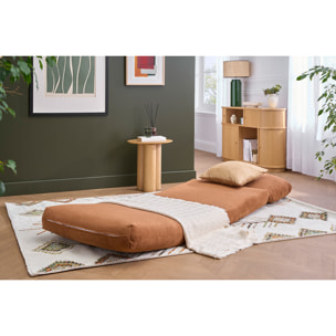 Chauffeuse 1 place convertible en tissu velours côtelé terre brûlée SPENCER