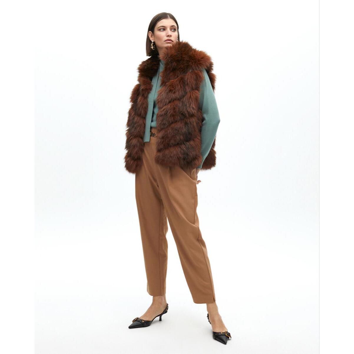 Gilet di Pelliccia con Stampa Interna