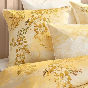 Housse de couette satin de coton imprimé jaune or Soleil d'or dore