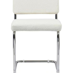 Lot de 2 chaises en tissu bouclé et métal chromé - DULCE
