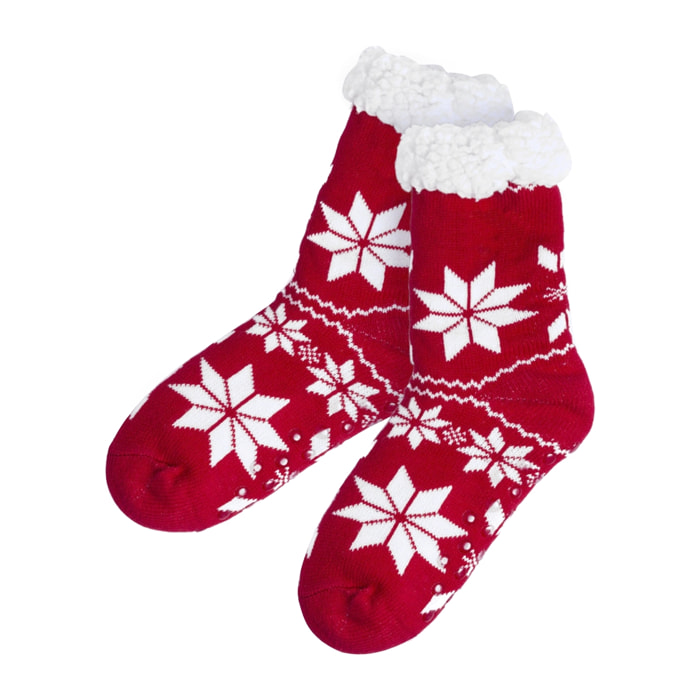 DAM  Coppia di calzini antiscivolo con motivi natalizi, pensati per passeggiare in casa.Taglia 36-43 Colore: Rosso