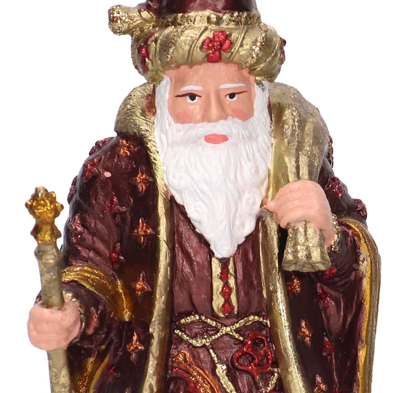 Babbo natale in resina bordeaux e oro cm 12x10h20