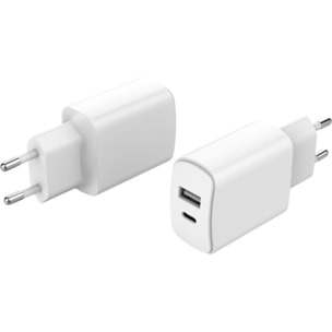 Chargeur ESSENTIELB 20W USB-A + USB-C blanc