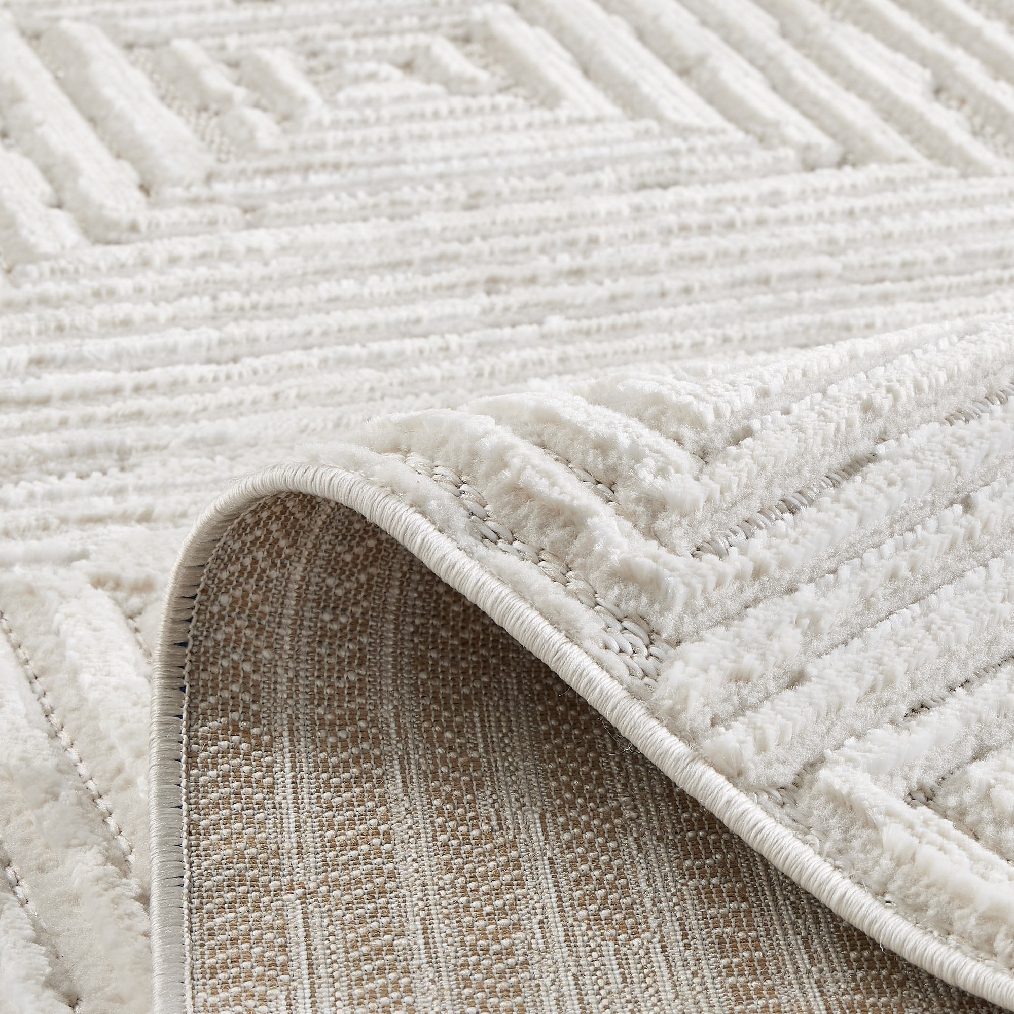 Tapis Loopin 323 Creme - Motif en relief - Indoor & Outdoor