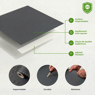Rouleau adhésif décoratif Vinyle au Mètre - Gris fonce - Sticker Lavable Imperméable Mur Cuisine Meubles
