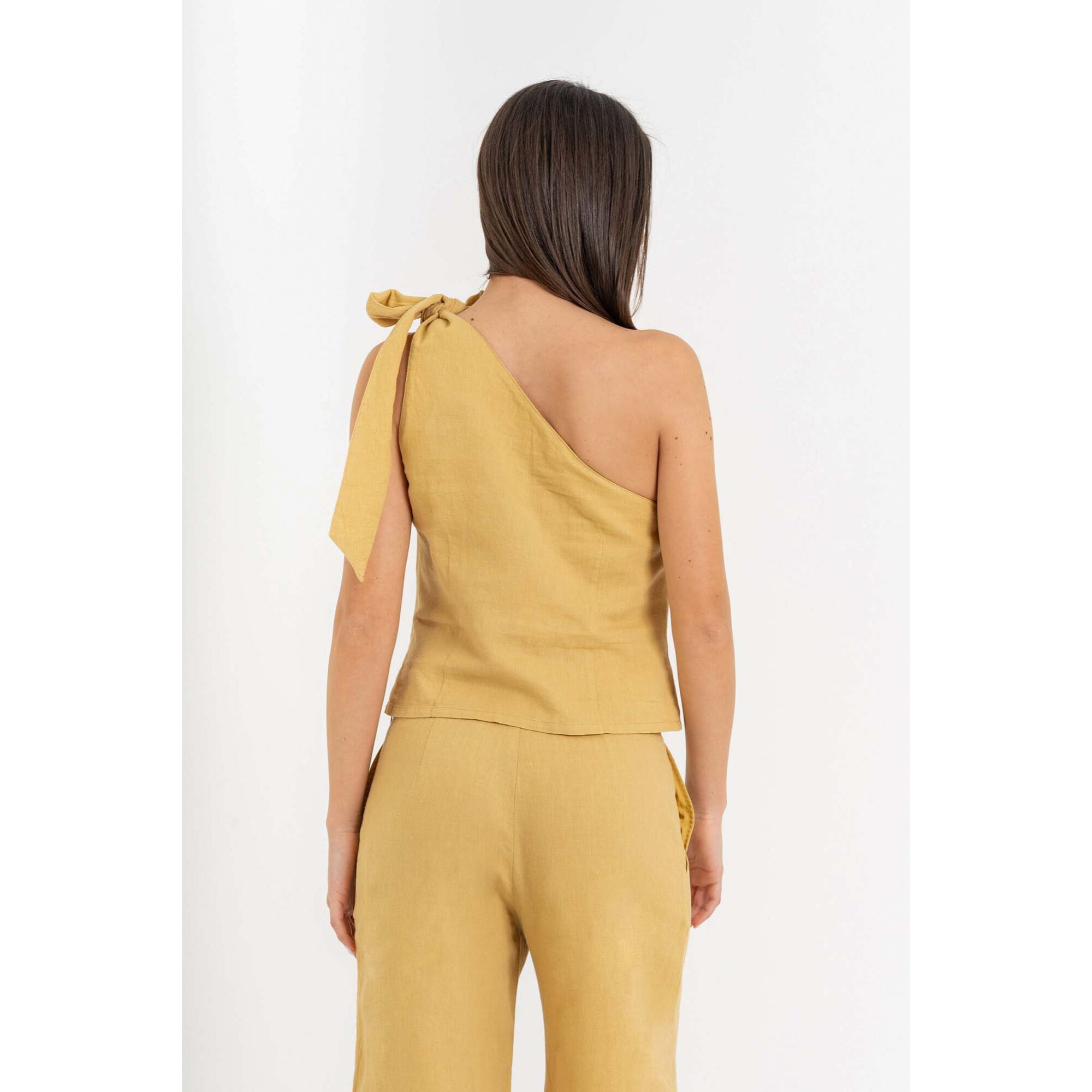 Kocca - Top monospalla da donna in lino e cotone con fiocco Donna