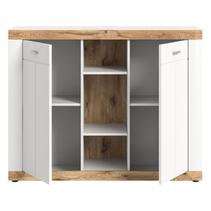 Coventry - buffet haut - blanc et bois - 104x131 cm - Bois / Blanc
