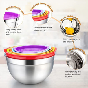 Ensemble de 5 bols avec couvercle en silicone Herzberg HG04074